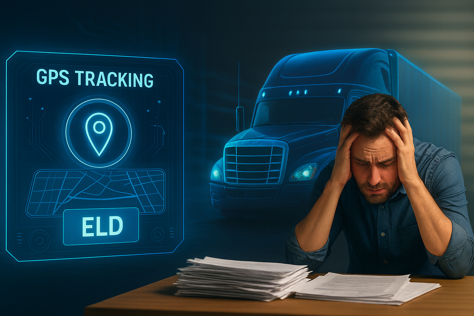 Semi-truck on highway at sunset representing freight transportation